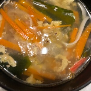 千切り大根&にんじんの卵中華スープ